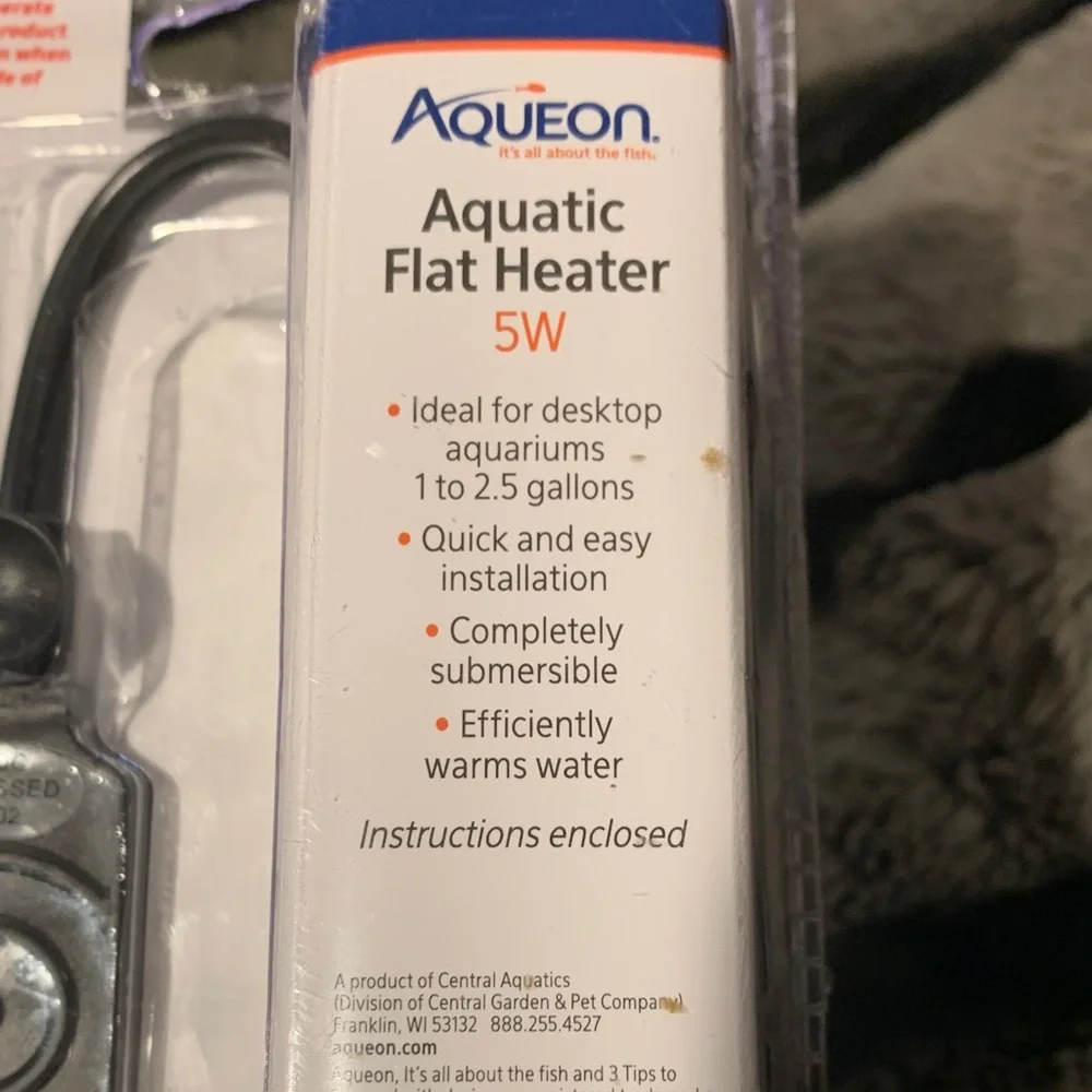 #541 NIB “Aqueon” Black Aquatic Flat Heater 5W